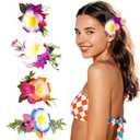 4 Pieces Hawaiian Flower Hair Clips for Women Plumeria Hair Clip Hawaiian Flower Accessoories Hibiscus Pins for Woman, Luau Outfits