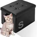 MEEXPAWS Cat Litter Box Enclosure Furniture Hidden for Small Cat, Washroom Bench Cabinet |16 x 12x13 in| Dog Proof | Waterproof Inside | Easy Clean Assembly | Odor Control | Litter Box Not Include