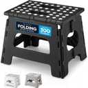 Handy Laundry Folding Lightweight Step Stool - Sturdy Enough to Support Adults and Safe Enough for Kids - Opens Easy with One Flip - Great for Kitchen, Bathroom or Bedroom (Black - 8 Inch)