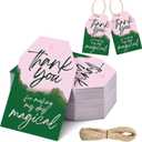 2 x Honoson 100 Pcs Witch Themed Thank You Tags Pink and Green Magical Tags Witch Party Favors Thank You for Making My Day Goodie Gift Bags with Strings for Girls Women