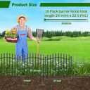 10 Panels No Dig Garden Fence - 24in H x 22.5ft L, Reinforced Square Tube Rustproof Metal Animal Barrier for Dogs & Rabbits, Outdoor Decorative Border Fencing for Yards & Gardens