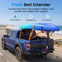 JY PERFORMANCE Truck Bed Extender Hitch Mount, Foldable Pickup Truck Bed Extender for Kayak Canoe Ladder Lumber Rack Long Pipes, w/Flag, Reflective Tape, 375lbs Capacity