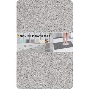Nonslip Bathtub Mat, Anti Slip Bath Mat 0.6" Extra Thick, Quick Dry Bath Tub Anti Slip Shower Mat, Loofah Non-Slip Bath Mat for Tub Bathroom Pool Kitchen Entryway Home Hotel(Light Gray 16x24)