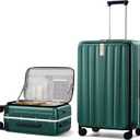 Hanke 26 Inch Large Checked Luggage PC Hard Shell Luggage Top Opening Travel Luggage Suitcases with Wheels for Woman Men.(Dark Green)