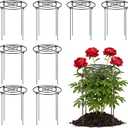 Peony Cages and Supports 8 Pack, 12x16 Inch Heavy Duty Metal Plant Cage for Outdoor Plants Grow Through Flower Support Rings for Peonies, Roses, Tomatoes & Hydrangeas