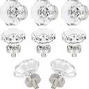 8 PCS Glass Crystal Dresser Cabinet Knobs Brushed Nickel, Octagon Knobs and Pulls for Dresser Drawers, Bathroom Kitchen Cabinet Drawer Knobs Set, LS-014