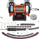 VEVOR Bench Buffer Polisher, Bench Buffer Grinder Polishing & Buffing Machine for Metal/Jewelry/Wood/Jade/Plastic/Silver DIY, with Wool/Abrasive Fiber Wheel/Grinding Wheel,100pcs Tools, 3590RPM (Black)