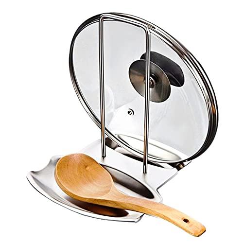 iPstyle Pan Lid Holder Progressive Lid and Spoon Rest Shelf 304 Stainless Steel Pan Lid Organizer Kitchen Decor Tool