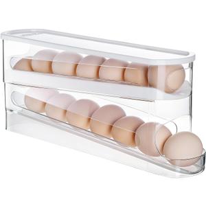Sylphide Egg Dispenser for Refrigerator, Gravity Fed Egg Dispenser, Egg Holder for Fridge, Food-Grade Auto Rolling Egg Storage Organizer