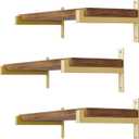 6 Pcs Heavy Duty Shelf Brackets 6 Inch Wall Mounted Industrial Metal Shelving Supports with Lip Gold