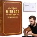 One Minute with God for Men 2026 Daily Devotional and Prayer Journal, 365 Day Bible Reading Plan, Brown Faux Leather Christian Notebook, Compact Gift for Men