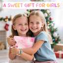 24PCS Kids Friendship Bracelets with Gift Cards, Colorful Heart Bead Adjustable Bracelets, Girls Party Favors Supplies Classroom Prizes Exchange Gifts Little Girls Play Jewelry