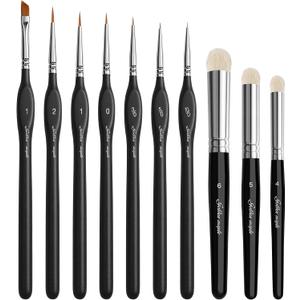 Golden Maple Miniature Paint Brushes Drybrush-10pcs Micro Detail Paint Brush Set, Small Fine Detail Brushes for Acrylic, Watercolors & Paint by Number, Figurine