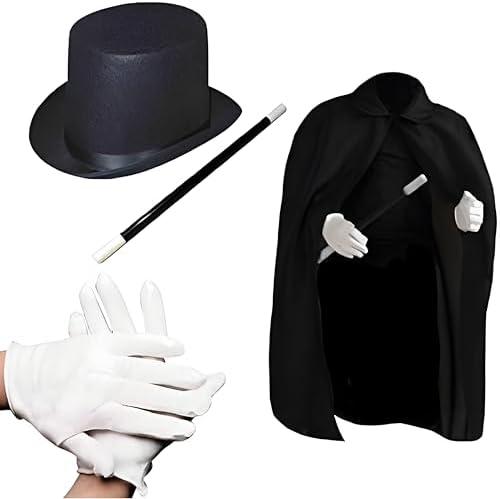 PREXTEX Kids Magician Costume Kids Toy Kit Set for Boy and Girls with Top Hat, Cape, Magic Wand, White Gloves for Magic Tricks Show and Halloween Costume | Great for Toddler and 10-12 Year Old Kids
