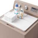 Dryer Top Protector Mat with Lint Trap Hole Cut Out, Silicone Washer and Dryer Covers for Top, 26 x 18 Inch Waterproof Laundry Room Organizer, Heat Resistant Non-slip Guard(White)