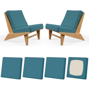 4Pcs Patio Stretch Cushion Covers, Outdoor Couch & Sofa Replacement Slipcovers for Patio Furniture Cushion Covers, Washable Reusable Furniture Protector, Square Large, Petrol Blue