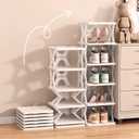 XDMTWLKJ Collapsible Shoe RackOrganizer 6 Tiers-Foldable Shoe Racks for Closet, Space-Saving Kid's Shoe Storage, No Assembly Shoe Shelves for Entryway, Living Room, Bedroom
