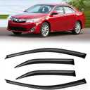 Window Visors for Toyota Camry 2012-2014, Rain Guards Shields Vent Deflector Shade Dark Smoke 2013 2014 12 13 14, Tape-On, 4PCS
