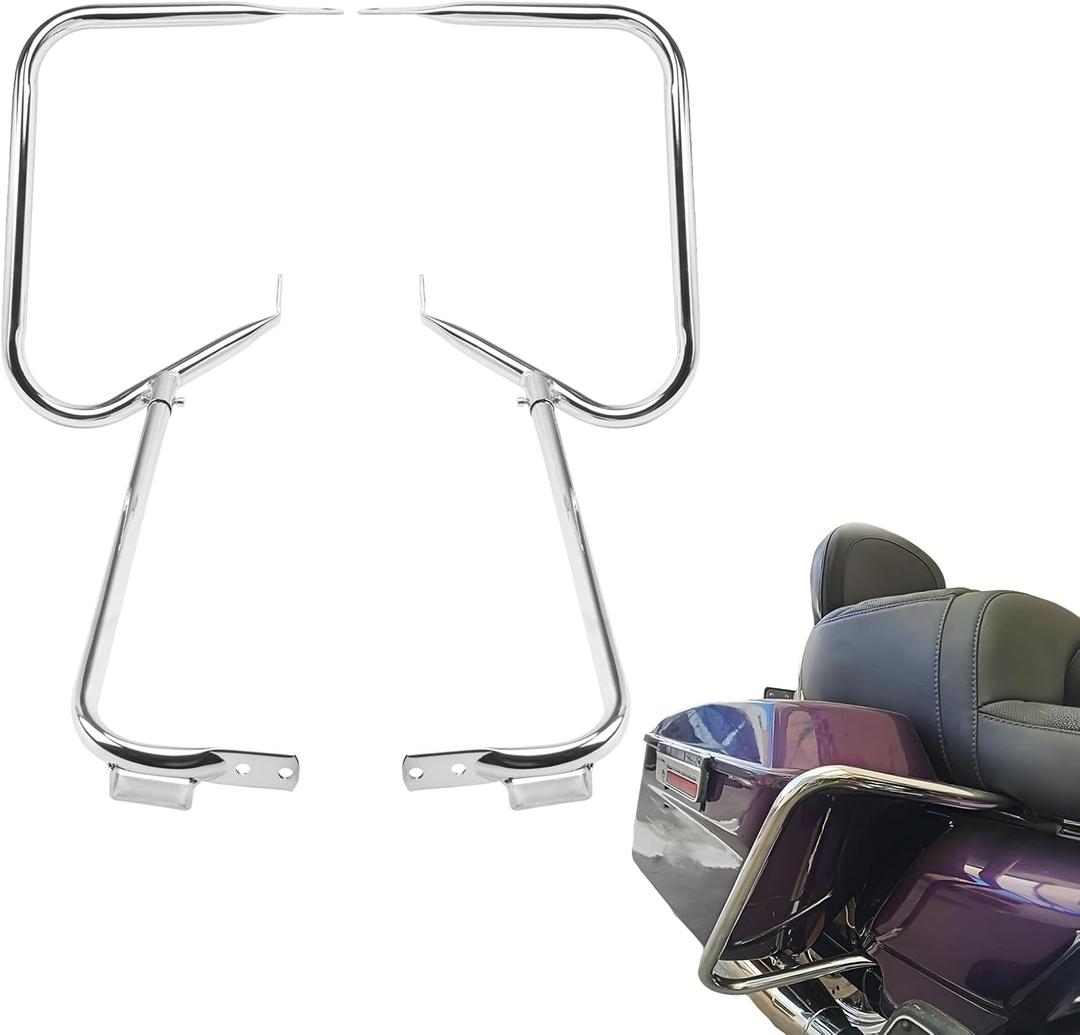 Saddlebag Guard Rear Support Bracket Crash Bar Fit for Harley Touring Street Glide Road Glide Road King Electra Glide CVO Ultra Limited Freewheeler (1997-2008, Chrome)