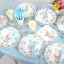 182 Pcs Blue One Silly Goose Party Tableware Set - For 26 Guests - Goose Theme Party Paper Plates And Napkins Kit - For Baby Shower Birthday Party Decorations