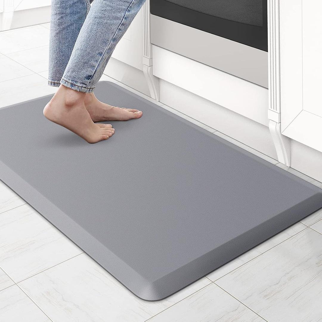 KitchenClouds Kitchen Mat Cushioned Anti Fatigue Rug 24"x 70" Waterproof Non Slip Standing Desk Mat Comfort Floor Mats for Kitchen House Sink Office (Grey)