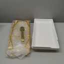 Extra Large 3 Tier Serving Tray, 24 x22 x 9.8 Inch Melamine Tiered Tray Stand and Platters for Party Buffet Entertaining, White and Gold