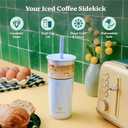 REDUCE Aspen 20 oz Vacuum Insulated Glass Tumbler with Lid & Extra Wide Straw - Keeps Drinks Cold for 12 Hrs - Ideal for Iced Coffee, Smoothies & Boba - Dishwasher Safe, Soft Base - Sand