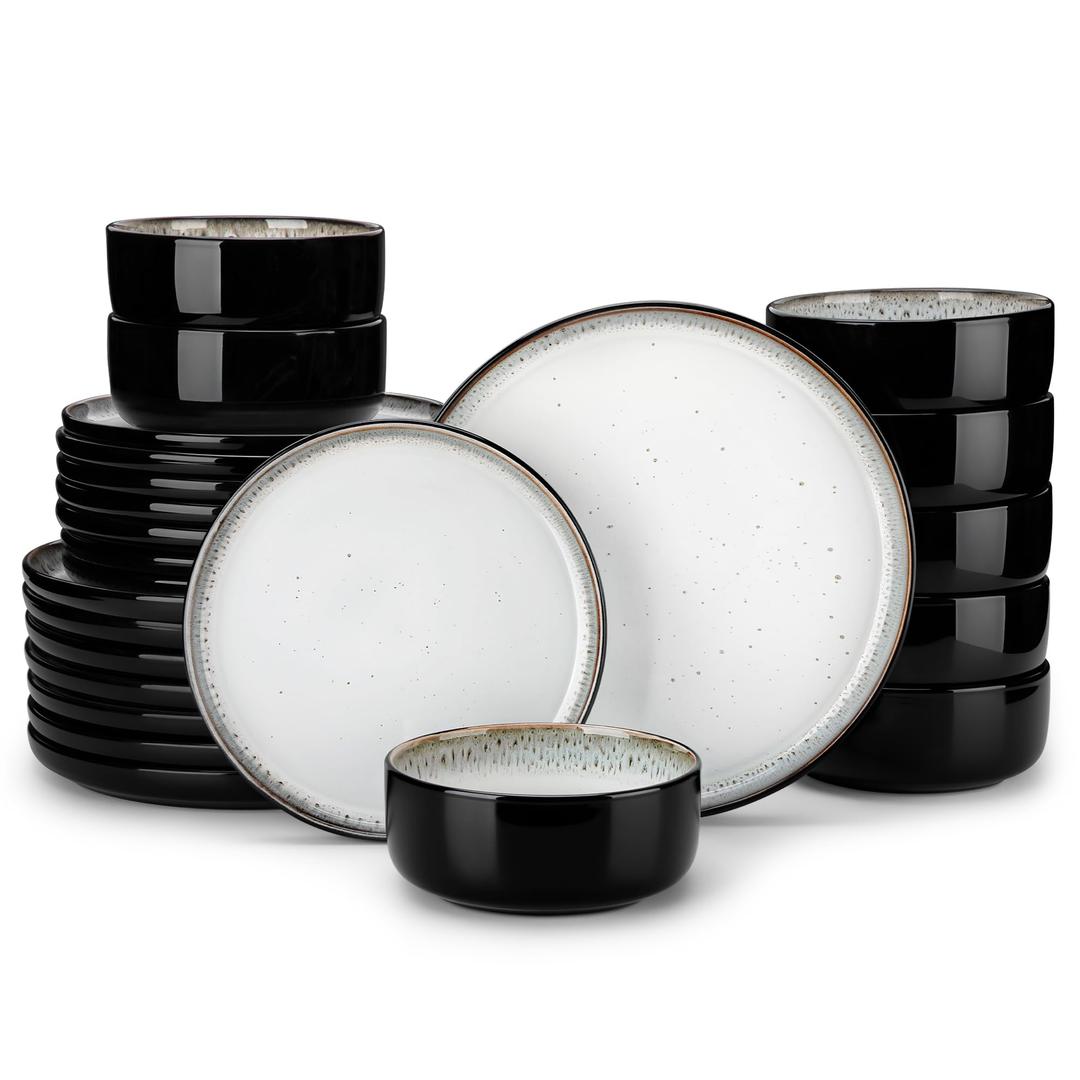 vancasso PLAYA Plates and Bowls Sets, 18 Pieces Beige Dinnerware Sets for Kitchen, Reactive Glaze Dishes Set for 6, Dishwasher and Microwave Safe