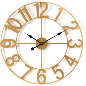 Sorbus Gold Metal Wall Clock - 14 inch Decorative Analog Wall Clock for Living Room, Kitchen - Battery Operated