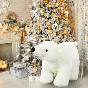 Giant Polar Bear 2.5 ft Long Christmas Polar Bear Decoration Christmas Tree Decoration White Animals Stuffed Plush Cuddly for Winter Tree