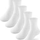 Boys Girls Kids Socks Crew Socks 5 Pack for 2-4,4-6,6-8,8-10,10-12,12-14 Years Old White Black Grey Blue Pink (Large)