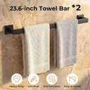 10-Piece Black Bathroom Hardware Set SUS304 Stainless Steel, 2×23.6" Towel Bars, 2 Towel Rings, 2 Toilet Paper Holders & 4 Towel Hooks Wall Mounted Bathroom Accessories Set