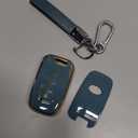 QBUC for Hyundai Key Fob Cover with KeychainCompatible with Hyundai Sonata Azera Elantra Equus Kia Optima Sorento Forte Soul Genesis Old Smart Key (Gold Edge,Blue)