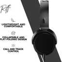 Skullcandy Riff On-Ear Wired Headphones, Convenient for Travel with 3.5mm AUX Plug, Built-in Microphone, Foldable Lightweight Comfortable Design, Durable Headband, Reliable Simplicity - Black