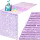 Remagr 12 Pcs Iridescent Purple Sequin Table Runner 12 x 72 Inch Mermaid Table Runner Glitter Sequin Sparkly Desk Cover for Wedding Birthday Party Ceremony Supplies Decor