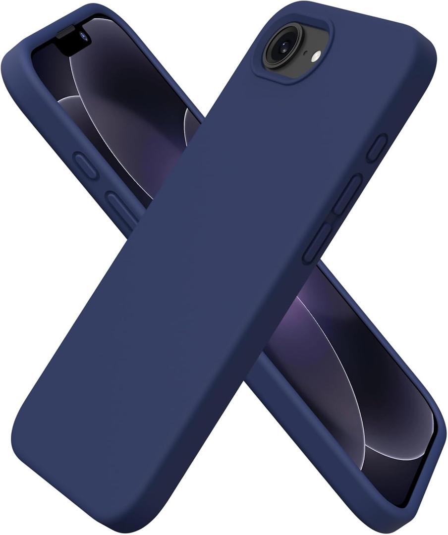 ORNARTO Compatible with iPhone 17e Case and for iPhone 16e Case 6.1", Liquid Silicone 3 Layers Full Covered Soft Gel Rubber Shockproof Cover, Protective Phone Cases for 16e & 17e-Navy Blue