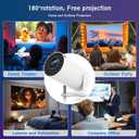 Mini Projector HY300 Pro, Portable Projector with Dual-Band WIFI6 5G Wireless 5.4 Bluetooth, Smart Projector Support 4K 1080P, Auto Keystone Correction 35"-130" Screen Video Projector