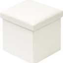 B FSOBEIIALEO Folding Storage Ottoman Cube Faux Leather Ottomans for Living Room, Bedroom, Home Office, Dorm Storage Footrest White 11.8"x11.8"x11.8"