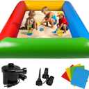 Inflatable Sandbox, Kids Thickened Foldable Large Sand Box with Pump for Party Backyard Garden Lawn Play Sand Pit Outdoor Indoor Includes Patches, 77.8" x 57.5"