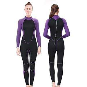 REALON Full Mens Womens Wetsuit 3mm Neoprene Diving Scuba Swimming Thermal Wet Suits Front/ Back Zipper Cold Water Warm Swimsuit
(Small)