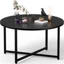 Amazon.com: FAMIDGE Round Coffee Table, Modern Design Living Room Tables for Indoor & Outdoor, Black Coffee Table for Family & Office Use, Outdoor Coffee Table Round, Large Black (31.5" D x 17.7" H) : Home & Kitchen
