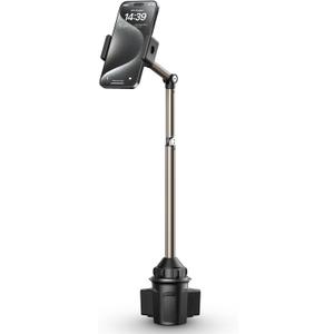 JSAUX Car Cup Holder Cellphone Mount, Metal Long-Arm Ultra Stable Phone Holder for Car Cupholders - Adjustable for iPhone 16 15 Pro Max 13 12 11, Samsung Galaxy S24 S23 Ultra, Google Pixel 9 Pro