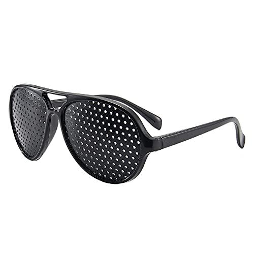 Pinhole Glasses Uniisex Vision Care Anti-Myopia Eye Exercise Improver Glasses Eyesight Natural Stenopeic Anti-Fatigue Glasses(Black)