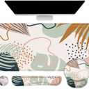 LATEEFAH Mouse Pad with Wrist Rest, Large Mouse Pad, Ergonomic Gaming Desk Pad Keyboard Wrist Rest Set, 4-in-1 Desk Mat Keyboard Mat for Home, Office (Tropical Leaves)