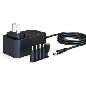 24V 1A DC Power Supply Cord 100-240V AC to DC 24 Volts with 5 Tips,for LED Strip Light CCTV Camera Bluetooth Speaker Nail Lamp Air Cleaner Massage Gun Mini Printer