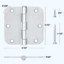 TICONN 48-Pack 3.5 Inch Door Hinges with 5/8" Radius Corner, 3-1/2 x 3-1/2 Inch Iron Bifold Residential Doors Hardware (5/8" Radius Corner, Satin Chrome, 48 Pack)