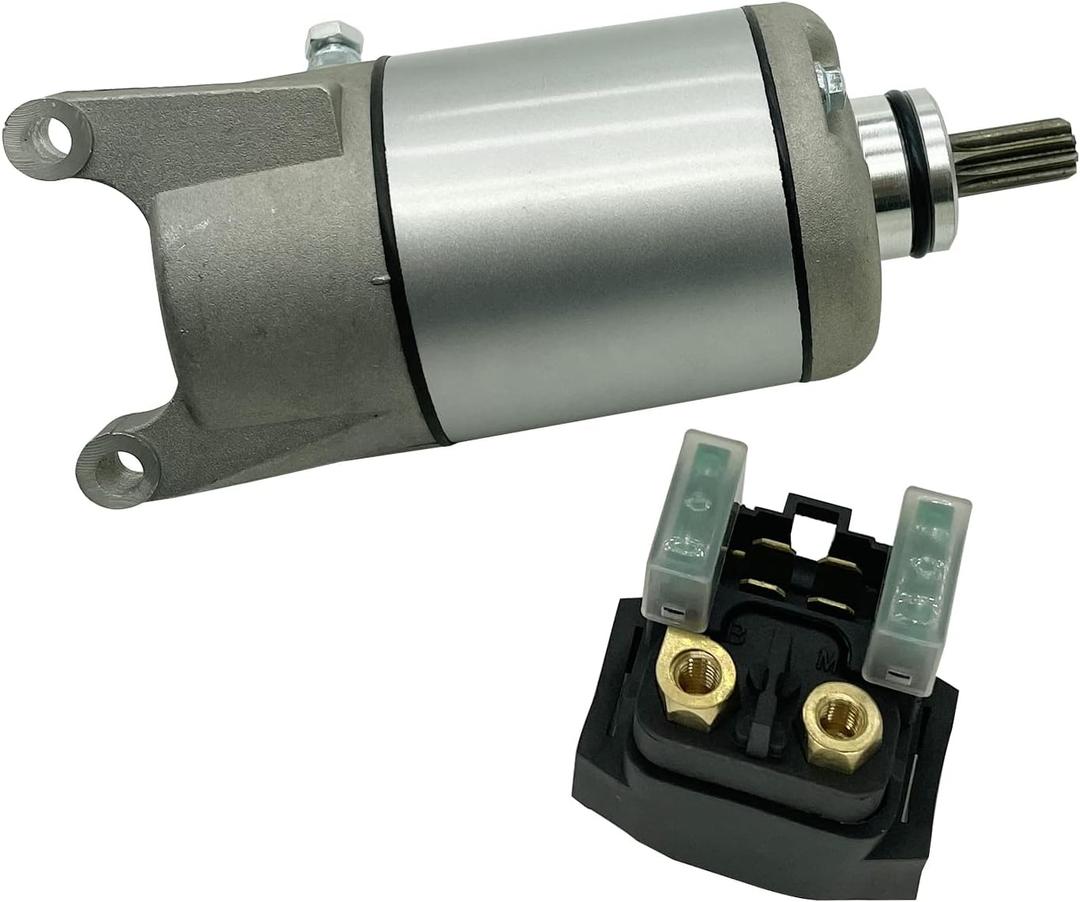 Starter Motor & Solenoid Relay fit for Yamaha YFM35 YFM350 Grizzly 350 07-14| Wolverine 350 06-09| Bruin 350 04-06| YZF600R 00-07, Replace 18757 SMU0269 3HE-81890-00-00 3HE-81800-00-00