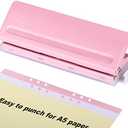 WORKLION Adjustable 6 Hole Punch: Metal Six Hole Puncher for Planners and 6-Ring Binders with 6 Sheet Capacity for A4 / A5 / A6 / Personal/Pocket Size (Pink)