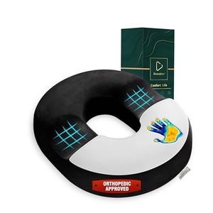 Ecosafeter Donut Cushion Memory Foam Hemorrhoids Cushion for Postpartum & Coccyx & Tailbone Pain Pressure Relief for Office Chair, Wheelchair, Office, Car Seat (Black)