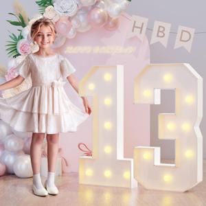 3FT Marquee Light Up Numbers 13th Birthday Decorations for Girls Boys, Large Marquee Numbers 13 Thirteen Years Olds Party Decor, Big Mosaic Numbers Anniversary Decorations